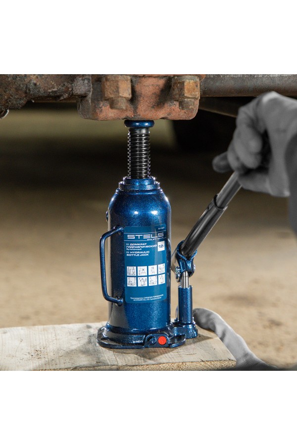 Домкрат гидравлический бутылочный, 12 т, h подъема 227-457 мм Stels