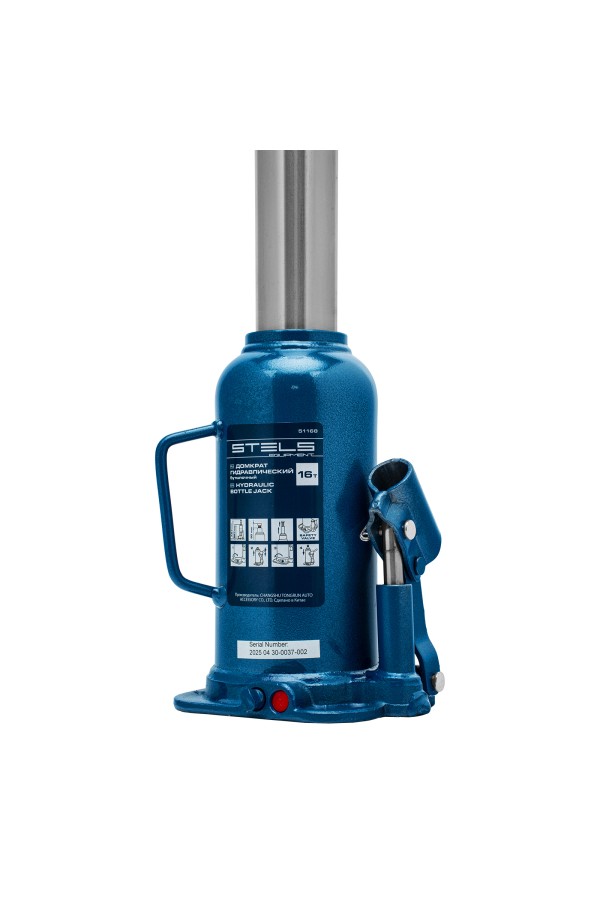Домкрат гидравлический бутылочный, 16 т, h подъема 227-457 мм Stels