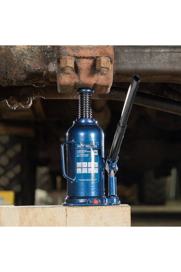 Домкрат гидравлический бутылочный, 16 т, h подъема 227-457 мм Stels