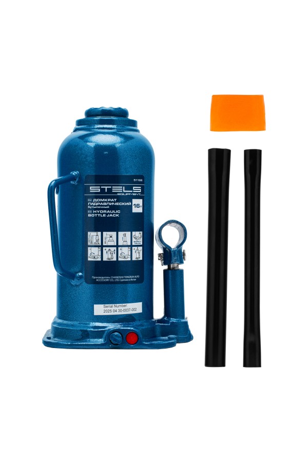 Домкрат гидравлический бутылочный, 16 т, h подъема 227-457 мм Stels