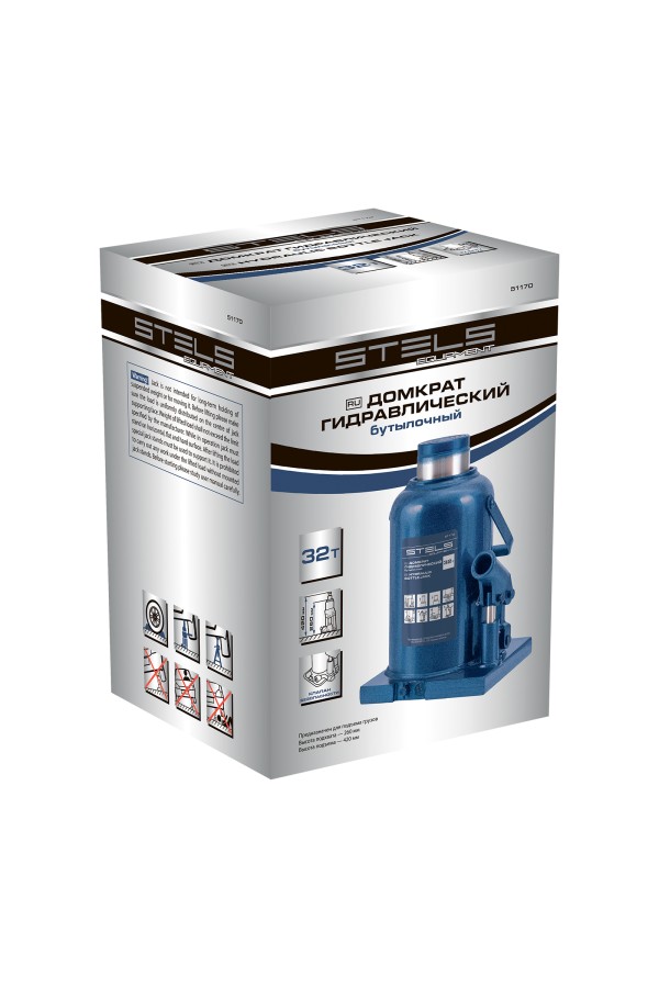 Домкрат гидравлический бутылочный, 32 т, h подъема 260-420 мм Stels