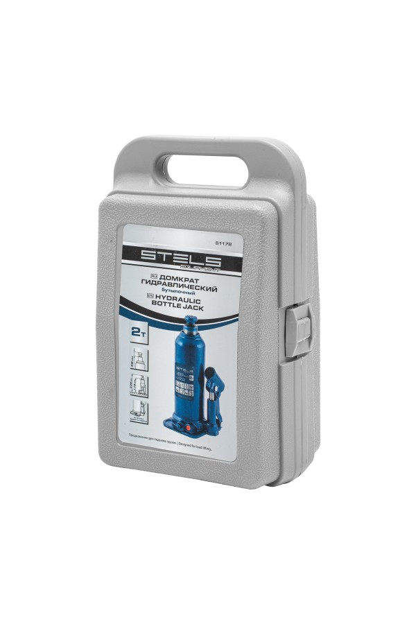 Домкрат гидравлический бутылочный, 2 т, h подъема 178-338 мм, в пластиковом кейсе Stels