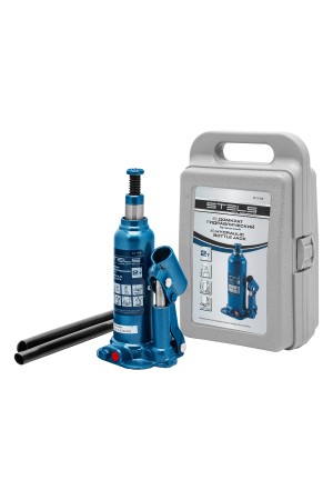 Домкрат гидравлический бутылочный, 2 т, h подъема 178-338 мм, в пластиковом кейсе Stels