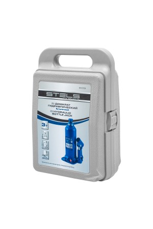 Домкрат гидравлический бутылочный, 3 т, h подъема 188-363 мм, в пластиковом кейсе Stels