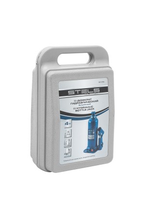 Домкрат гидравлический бутылочный, 4 т, h подъема 188-363 мм, в пластиковом кейсе Stels