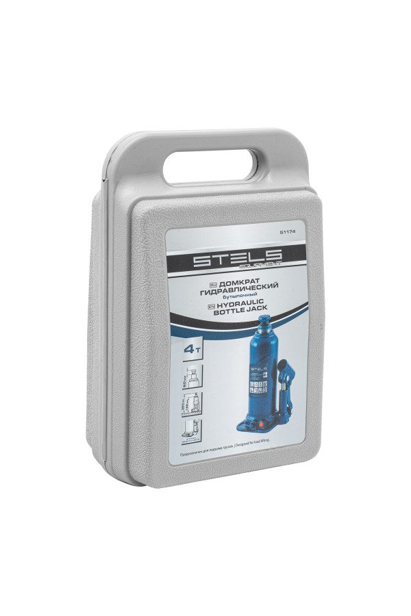 Домкрат гидравлический бутылочный, 4 т, h подъема 188-363 мм, в пластиковом кейсе Stels