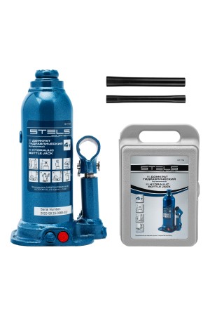 Домкрат гидравлический бутылочный, 4 т, h подъема 188-363 мм, в пластиковом кейсе Stels