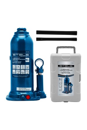 Домкрат гидравлический бутылочный, 6 т, h подъема 207-404 мм, в пластиковом кейсе Stels