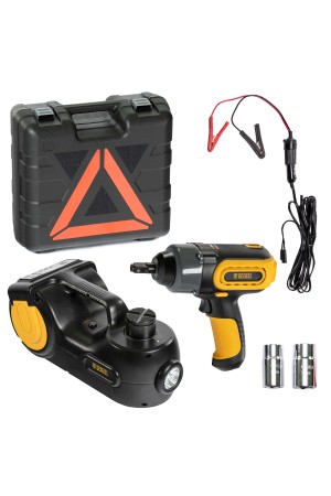 Домкрат электрогидравлический «3 в 1» (1,5 т), 12В, с гайковертом электрическим, в наборе  Denzel