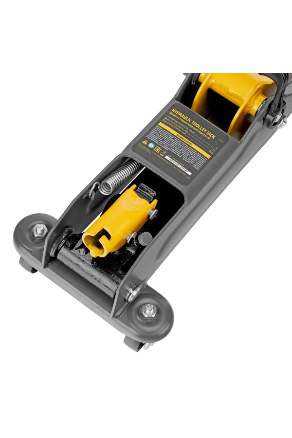 Домкрат гидравлический подкатной, 2 т, 135-385 мм, в пласт. кейсе Denzel