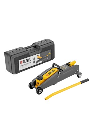 Домкрат гидравлический подкатной, 2 т, 135-385 мм, в пласт. кейсе Denzel