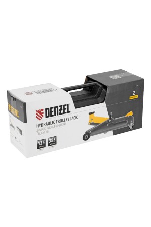 Домкрат гидравлический подкатной, 2 т, 135-385 мм, в пласт. кейсе Denzel