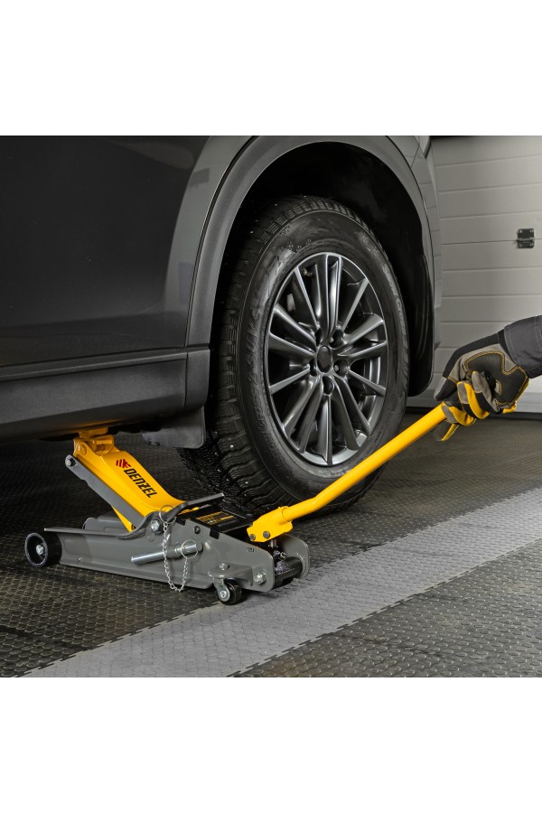 Домкрат гидравлический подкатной с фиксатором, 2,5 т, 85-385 мм Denzel