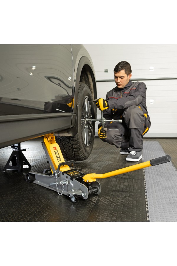 Домкрат гидравлический подкатной с фиксатором, 2,5 т, 85-385 мм Denzel