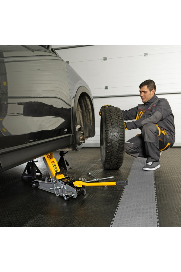 Домкрат гидравлический подкатной с фиксатором, 2,5 т, 85-385 мм Denzel