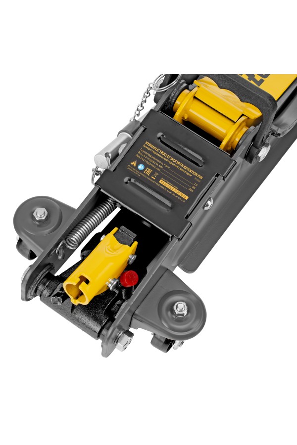 Домкрат гидравлический подкатной с фиксатором, 2,5 т, 85-385 мм Denzel