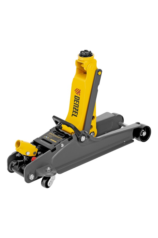 Домкрат гидравлический подкатной с фиксатором, 2,5 т,  85-385 мм, в пласт. кейсе Denzel