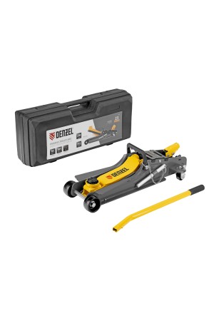 Домкрат гидравлический подкатной с фиксатором, 2,5 т,  85-385 мм, в пласт. кейсе Denzel