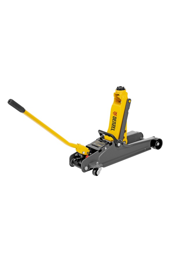 Домкрат гидравлический подкатной с фиксатором, 2,5 т,  85-385 мм, в пласт. кейсе Denzel