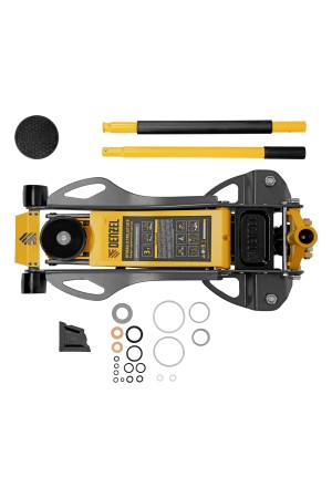 Домкрат гидравлический подкатной, 3 т, 75-500 мм, быстрый подъем, низкий подхват, проф. Denzel