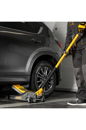 Домкрат гидравлический подкатной, 3 т, 75-500 мм, быстрый подъем, низкий подхват, проф. Denzel