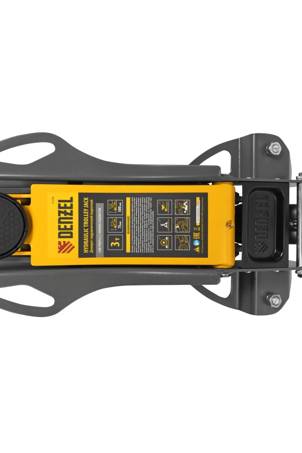Домкрат гидравлический подкатной, 3 т, 75-500 мм, быстрый подъем, низкий подхват, проф. Denzel