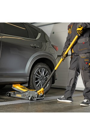 Домкрат гидравлический подкатной, 3,8 т, 110-580 мм, быстрый подъем, низкий подхват, проф. Denzel