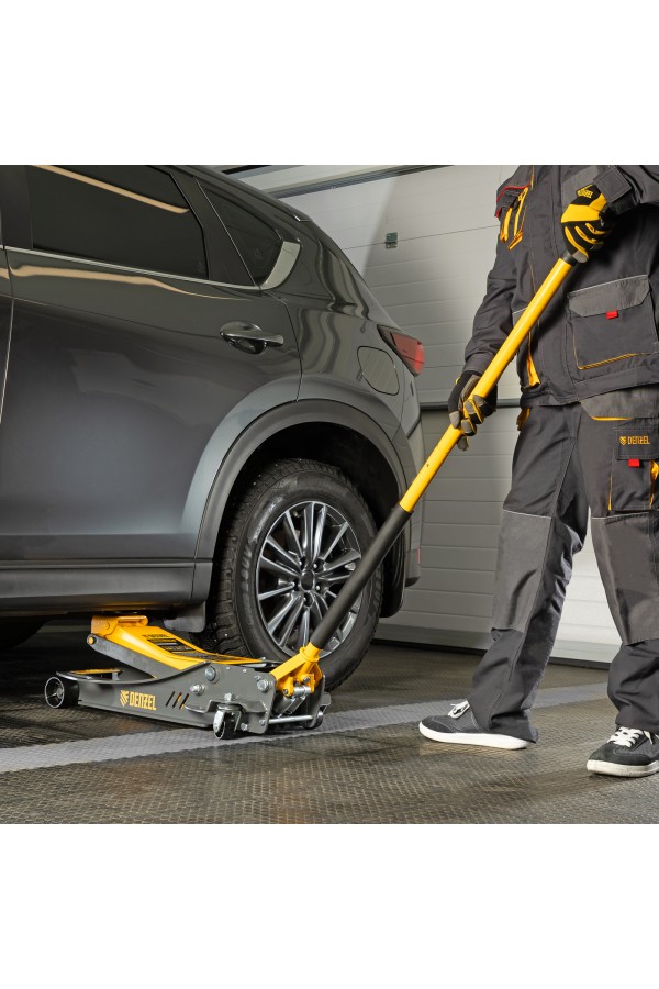 Домкрат гидравлический подкатной, 3,8 т, 110-580 мм, быстрый подъем, низкий подхват, проф. Denzel