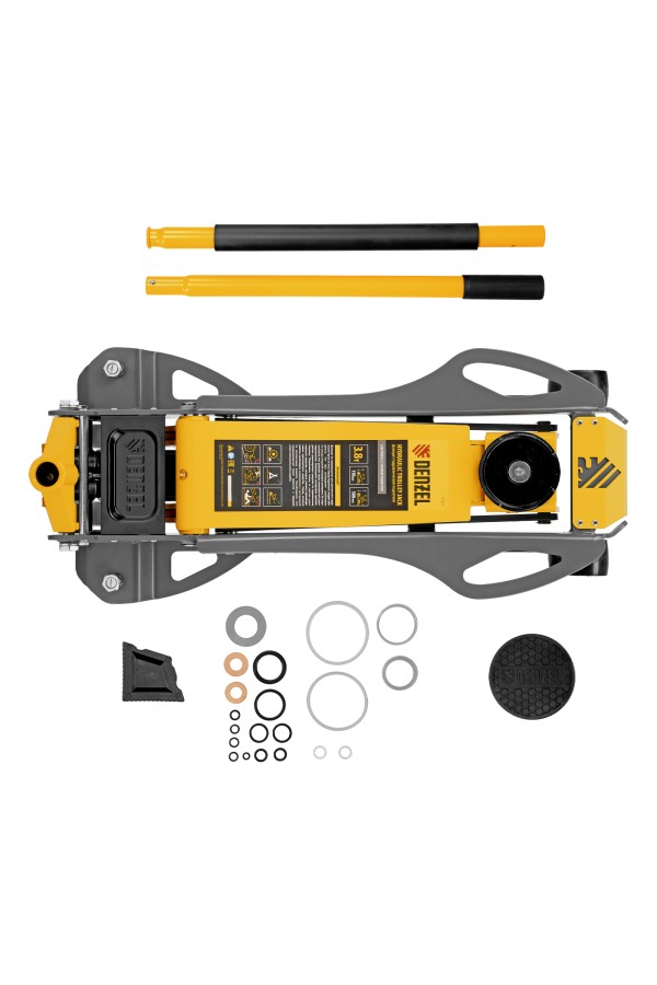 Домкрат гидравлический подкатной, 3,8 т, 110-580 мм, быстрый подъем, низкий подхват, проф. Denzel