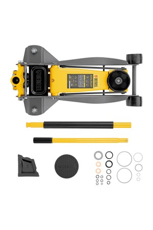 Домкрат гидравлический подкатной, 3 т, 125-470 мм, быстрый подъем, проф. Denzel