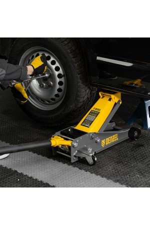 Домкрат гидравлический подкатной, 3 т, 125-470 мм, быстрый подъем, проф. Denzel