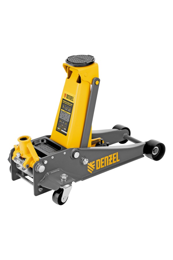Домкрат гидравлический подкатной, 3 т, 125-470 мм, быстрый подъем, проф. Denzel