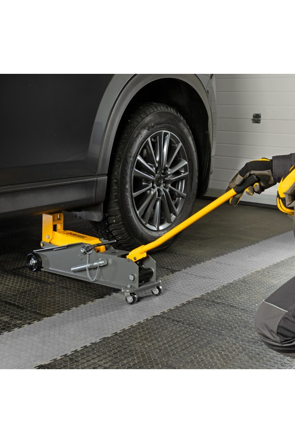 Домкрат гидравлический подкатной с фиксатором, 3 т, 190-532 мм, SUV/ Denzel