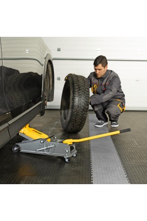 Домкрат гидравлический подкатной с фиксатором, 3 т, 190-532 мм, SUV/ Denzel