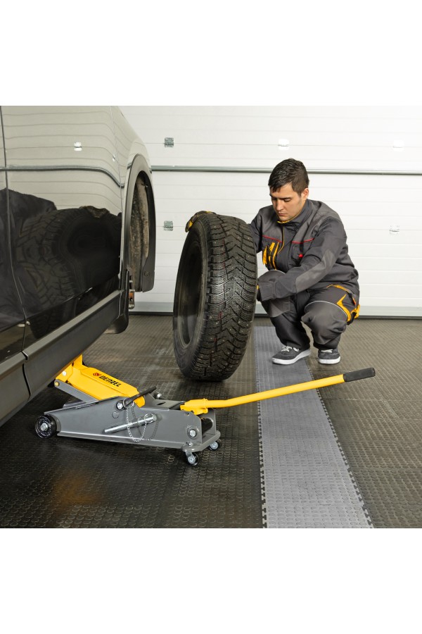 Домкрат гидравлический подкатной с фиксатором, 3 т, 190-532 мм, SUV/ Denzel