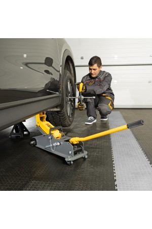 Домкрат гидравлический подкатной с фиксатором, 3 т, 190-532 мм, SUV/ Denzel