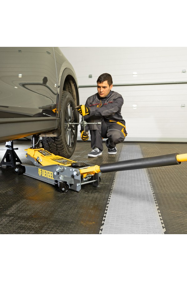 Домкрат гидравлический подкатной, 2/3 т, 98-770 мм, быстрый подъем, низ. подхват, проф, SUV Denzel