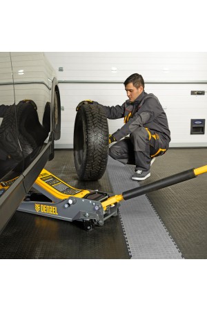 Домкрат гидравлический подкатной, 3 т, 85-610 мм, быстрый подъем, низ. подхват, проф, SUV Denzel