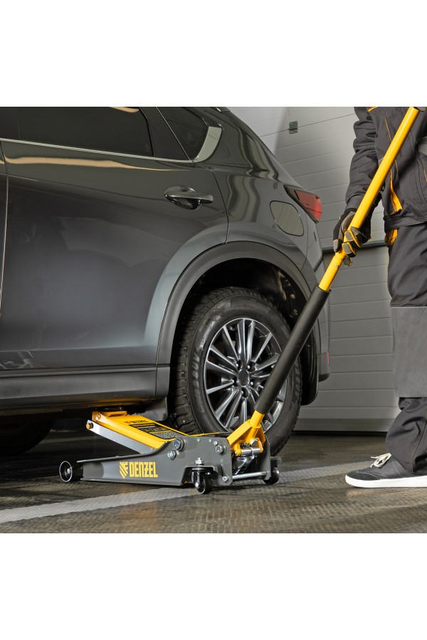 Домкрат гидравлический подкатной, 3 т, 85-610 мм, быстрый подъем, низ. подхват, проф, SUV Denzel