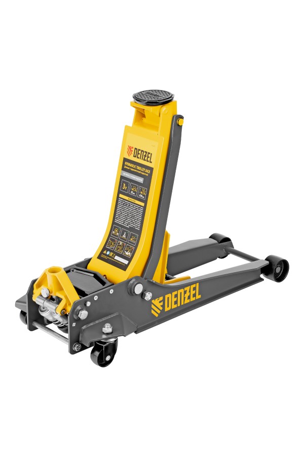 Домкрат гидравлический подкатной, 3 т, 85-610 мм, быстрый подъем, низ. подхват, проф, SUV Denzel