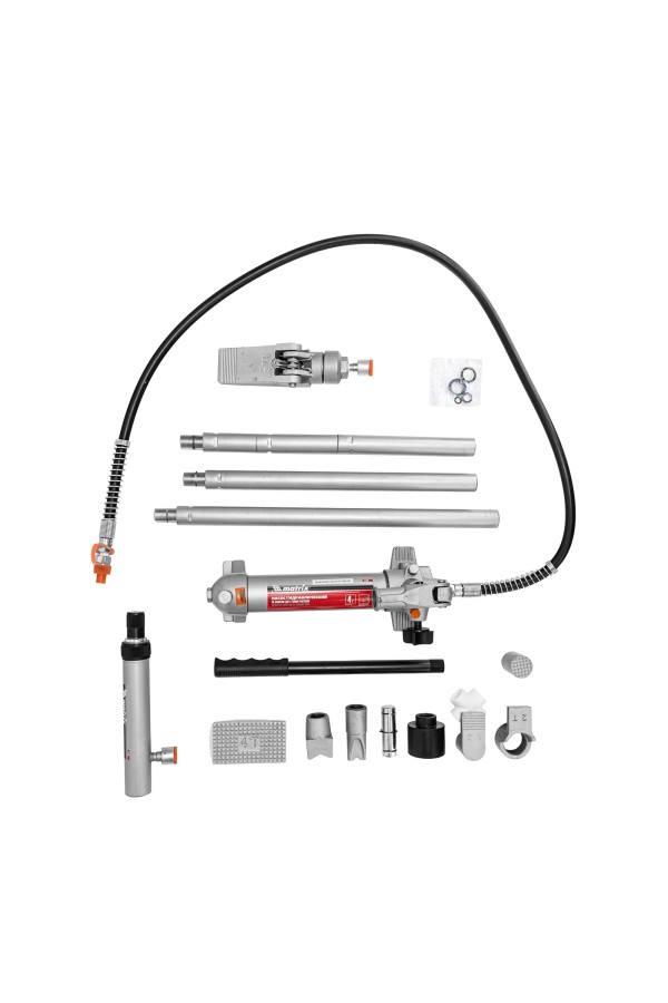 Растяжка гидравлическая, 4 т, набор из 17 предметов, 7 сменных насадок, в пластиковом кейсе Matrix