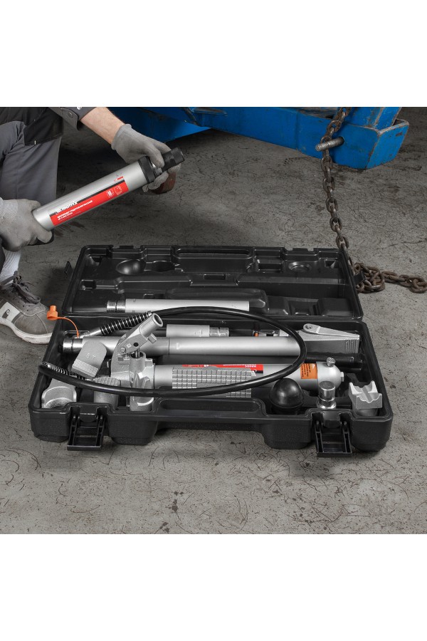 Растяжка гидравлическая, 10 т, набор из 17 предметов, 7 сменных насадок, в пластиковом кейсе Matrix