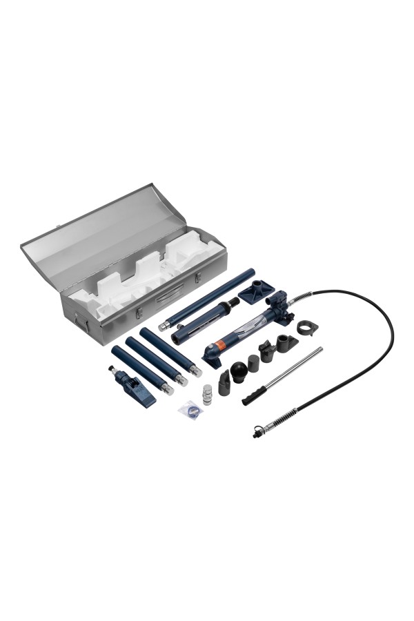 Растяжка гидравлическая, 10 т, набор из 17 предметов, 7 сменных насадок, в металлическом кейсе Stels