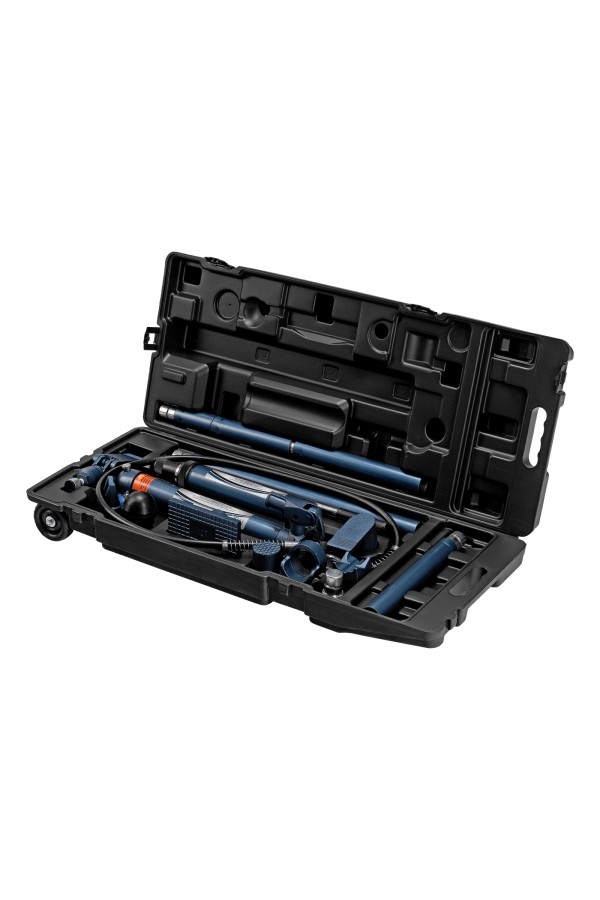 Растяжка гидравлическая, 10 т, набор из 17 предметов, 7 сменных насадок, в пластиковом кейсе на колесах Stels