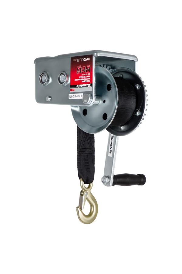 Лебедка шестеренчатая, тяга 0.8 т, ленточная Matrix