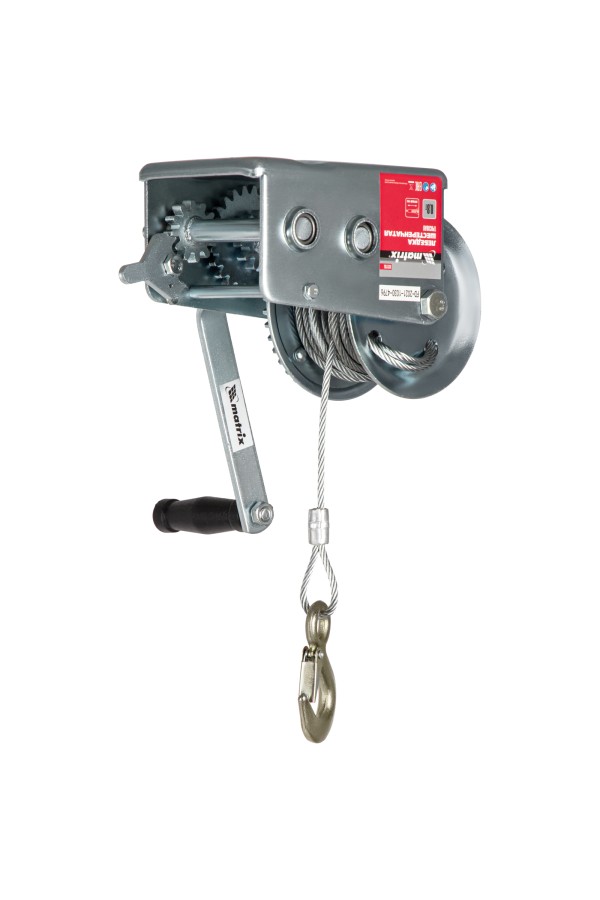 Лебедка шестеренчатая, тяга 0.8 т, тросовая Matrix