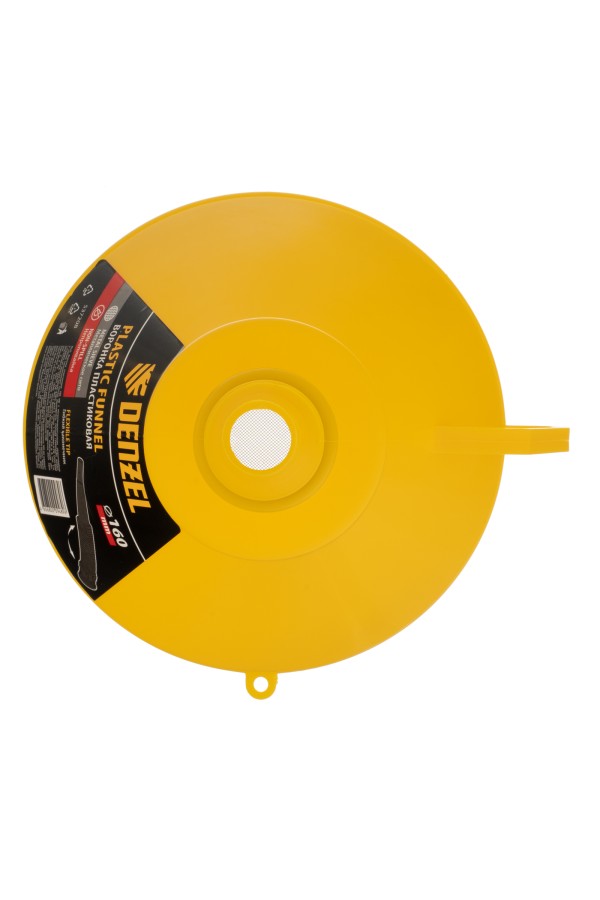 Воронка пластиковая 160 мм с металлическим ситом, непроливайкой и гибким наконечником Denzel