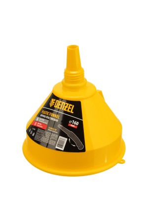 Воронка пластиковая 160 мм с металлическим ситом, непроливайкой и гибким наконечником Denzel