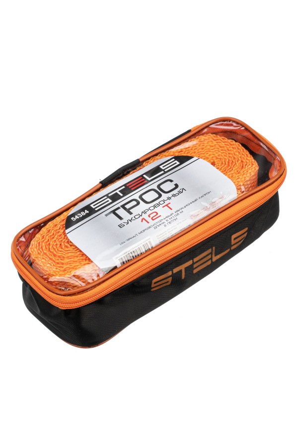 Трос буксировочный 12 т, 5 м, 2 петли, сумка на молнии Stels