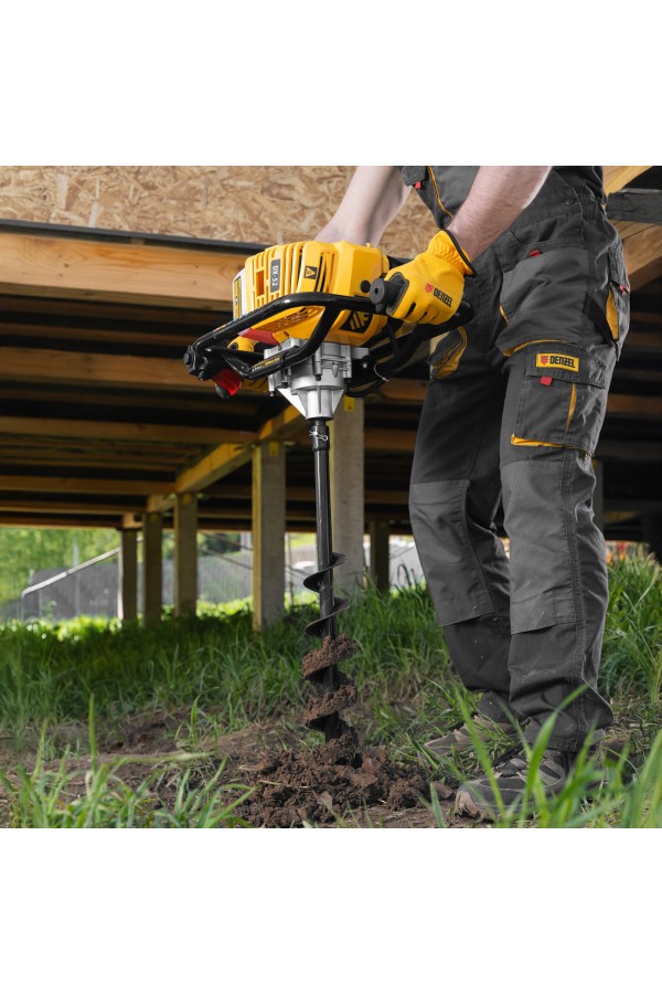 Мотобур DX-52, объём двигателя 52 см3, соединение 20 мм, без шнека Denzel